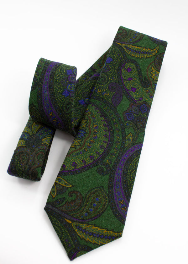 Paisley Wool Tie - Green